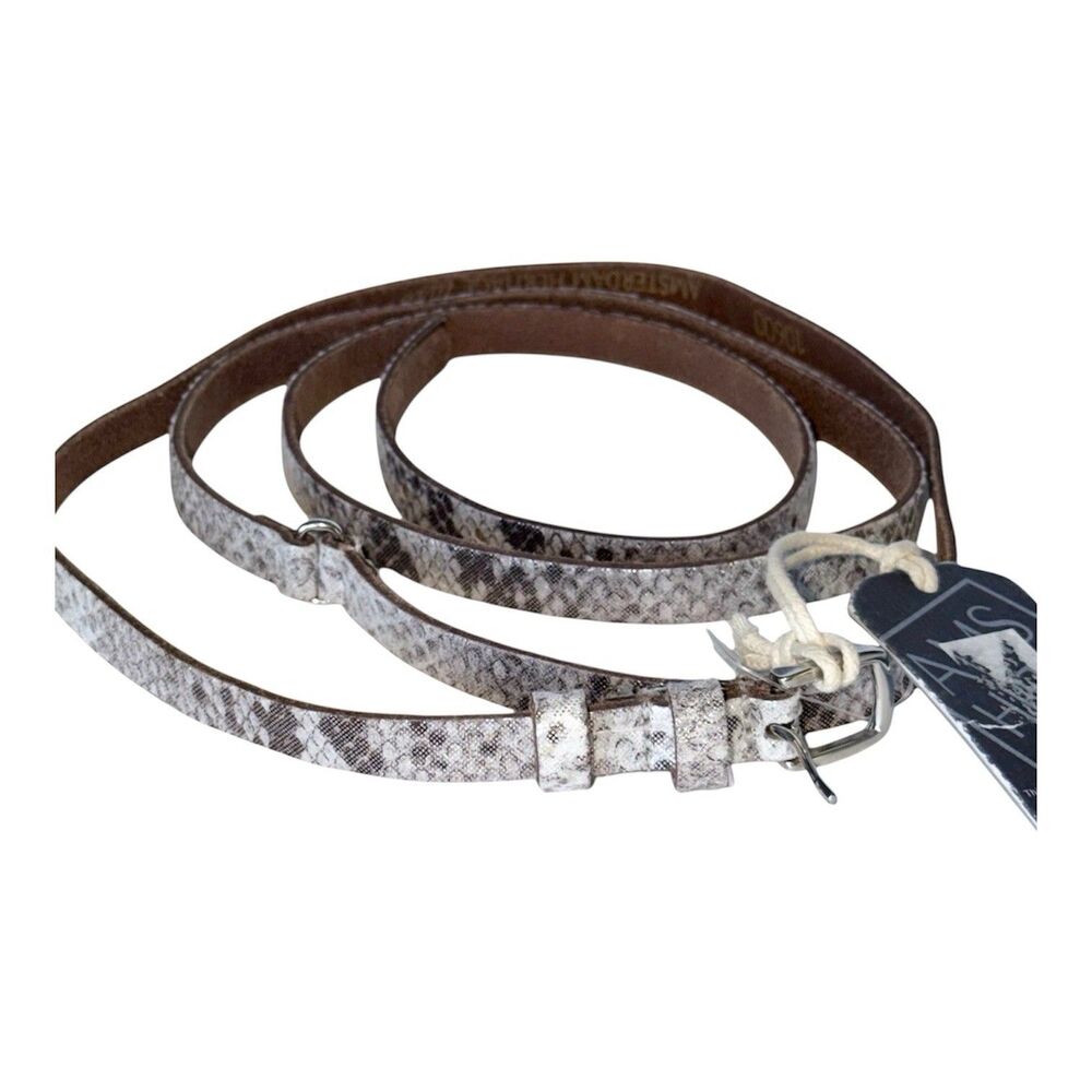 Amsterdam Heritage Wrap Belt Sz 75 XS Gray White Leather Snakeskin Thin Western